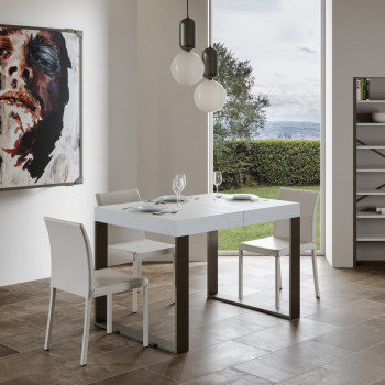 Tecno Table P.90 - Table extensible 130/234x90 cm Tecno frêne blanc avec pieds anthracite