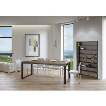 Tecno Table P.90 - Table extensible 130/390x90 cm Tecno frêne blanc avec pieds anthracite