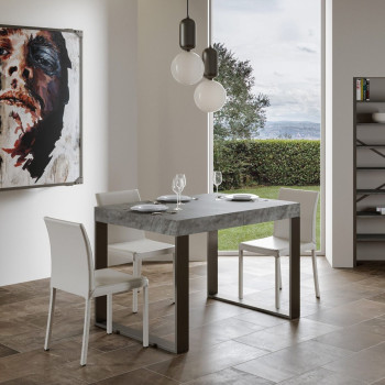 Tecno Table P.90 - Table extensible 140/244x90 cm Tecno frêne blanc avec pieds anthracite