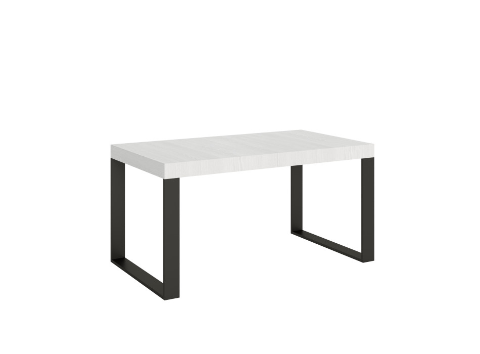 Tecno Table P.90 - Table extensible 160/264x90 cm Tecno frêne blanc avec pieds anthracite