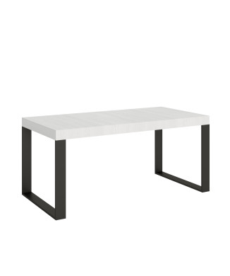 Tecno Table P.90 - Table extensible 180/284x90 cm Tecno frêne blanc avec pieds anthracite
