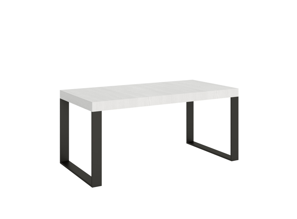 Tecno Table P.90 - Table extensible 180/284x90 cm Tecno frêne blanc avec pieds anthracite