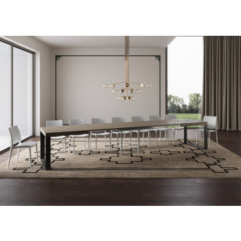 Tecno Table P.90 - Table extensible 200/460x90 cm Tecno frêne blanc avec pieds anthracite