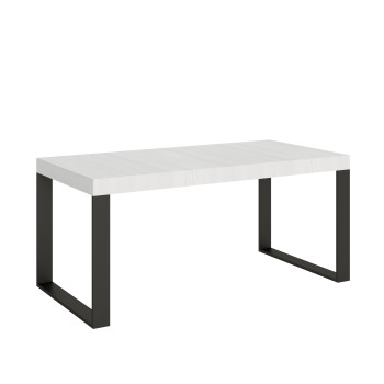 Tecno Table P.90 - Table extensible 200/460x90 cm Tecno frêne blanc avec pieds anthracite