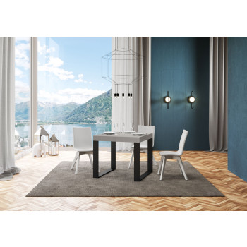 Tecno Table P.90 - Table extensible 90/246x90 cm Tecno frêne blanc avec pieds anthracite