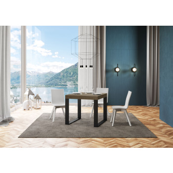 Tecno Table P.90 - Table extensible 90/246x90 cm Tecno frêne blanc avec pieds anthracite