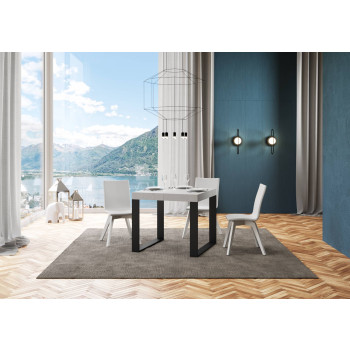 Tecno Table P.90 - Table extensible 90/246x90 cm Tecno frêne blanc avec pieds anthracite
