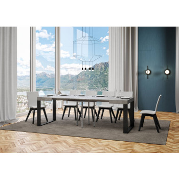 Tecno Table P.90 - Table extensible 90/246x90 cm Tecno frêne blanc avec pieds anthracite