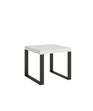 Tecno Table P.90 - Table extensible 90/246x90 cm Tecno frêne blanc avec pieds anthracite