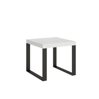 Tecno Table P.90 - Table extensible 90/246x90 cm Tecno frêne blanc avec pieds anthracite