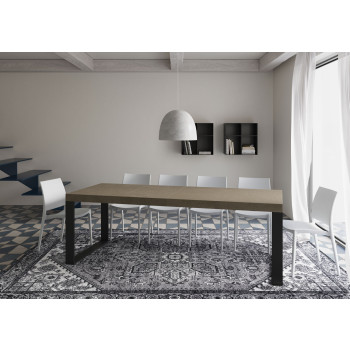 Table Tecno Premium D.90 - Table extensible 120/380x90 cm Tecno Premium frêne blanc avec pieds anthracite
