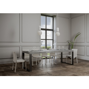Table Tecno Premium D.90 - Table extensible 160/264x90 cm Tecno Premium frêne blanc avec pieds anthracite