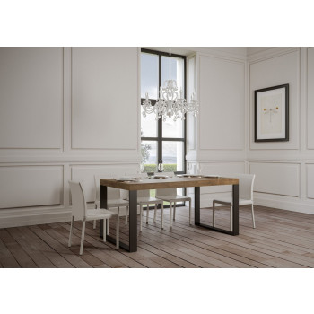 Table Tecno Premium D.90 - Table extensible 160/420x90 cm Tecno Premium frêne blanc avec pieds anthracite