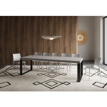 Table Tecno Premium D.90 - Table extensible 160/420x90 cm Tecno Premium frêne blanc avec pieds anthracite