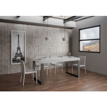 Table Tecno Premium D.90 - Table extensible 160/420x90 cm Tecno Premium frêne blanc avec pieds anthracite