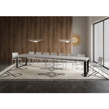 Table Tecno Premium D.90 - Table extensible 160/420x90 cm Tecno Premium frêne blanc avec pieds anthracite