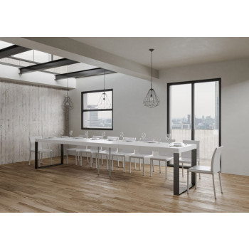 Table Tecno Premium D.90 - Table extensible 160/420x90 cm Tecno Premium frêne blanc avec pieds anthracite