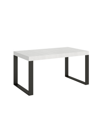 Table Tecno Premium D.90 - Table extensible 160/420x90 cm Tecno Premium frêne blanc avec pieds anthracite