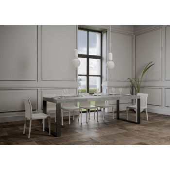 Table Tecno Premium D.90 - Table extensible 180/284x90 cm Tecno Premium frêne blanc avec pieds anthracite