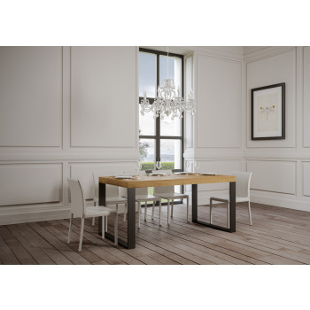 Table Tecno Premium D.90 - Table extensible 200/304x90 cm Tecno Premium frêne blanc avec pieds anthracite