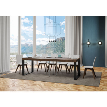Table Tecno Premium P.90 - Table extensible 90/246x90 cm Tecno Premium frêne blanc avec pieds anthracite