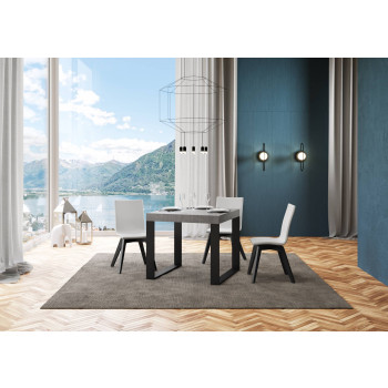 Table Tecno Premium P.90 - Table extensible 90/246x90 cm Tecno Premium frêne blanc avec pieds anthracite