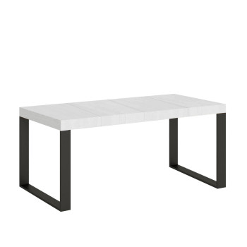 Table Tecno Premium P.90 - Table extensible 90/246x90 cm Tecno Premium frêne blanc avec pieds anthracite