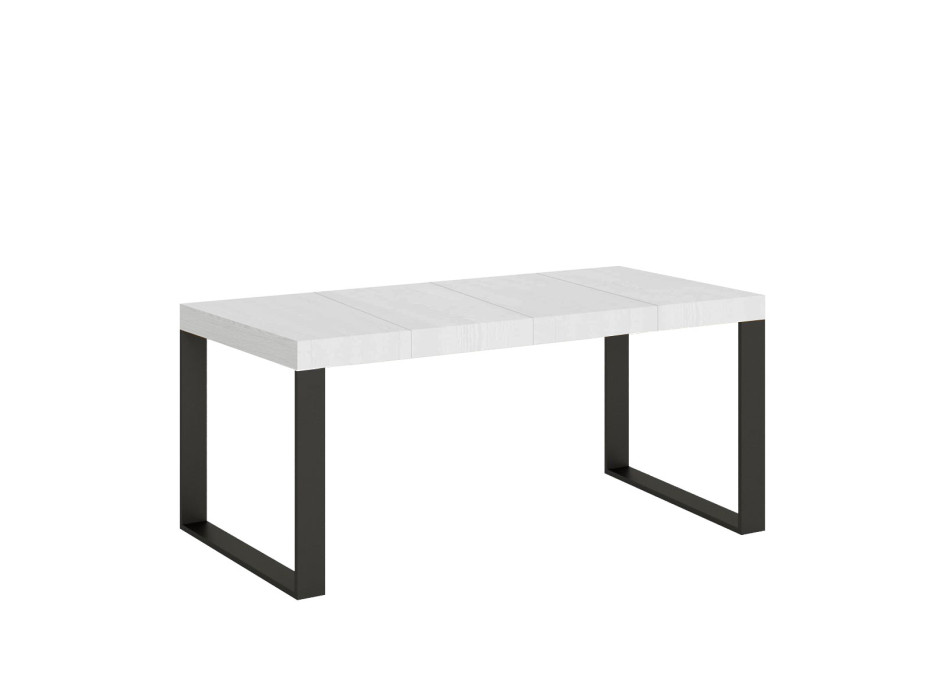 Table Tecno Premium P.90 - Table extensible 90/246x90 cm Tecno Premium frêne blanc avec pieds anthracite