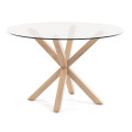 Table ronde en verre Argo avec pieds en acier effet bois, Ø 119 cm