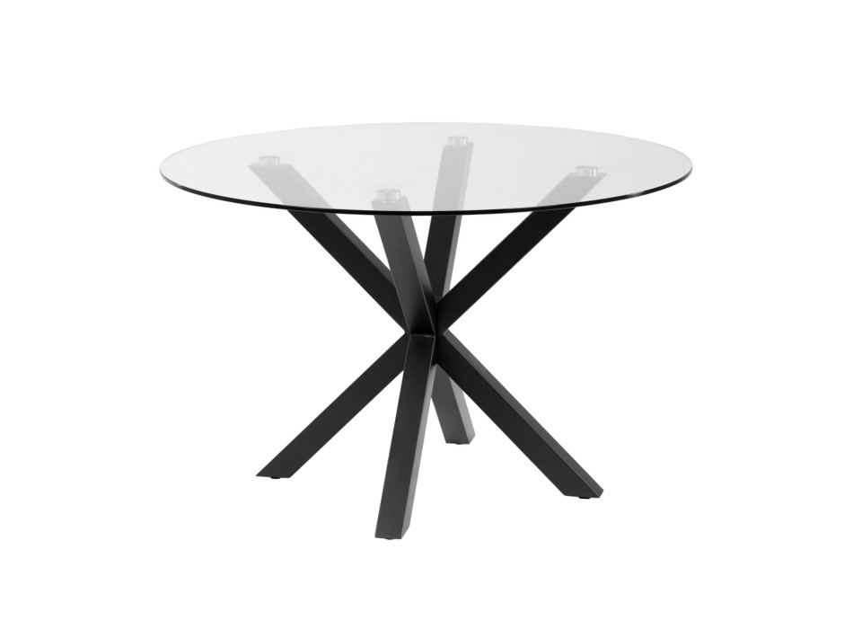 Table ronde Argo en verre et pieds en acier finition noire, Ø 119 cm