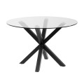 Table ronde Argo en verre et pieds en acier finition noire, Ø 119 cm