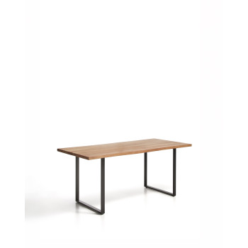 Table Uxue en bois d'acacia massif et pieds en acier noir 160 x 90 cm