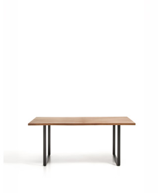 Table Uxue en bois d'acacia massif et pieds en acier noir 160 x 90 cm