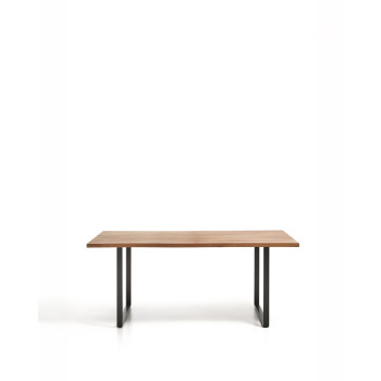 Table Uxue en bois d'acacia massif et pieds en acier noir 160 x 90 cm