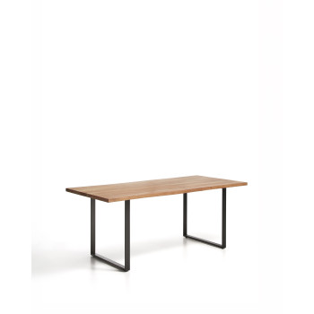 Table Uxue en bois d'acacia massif et pieds en acier noir 180 x 90 cm