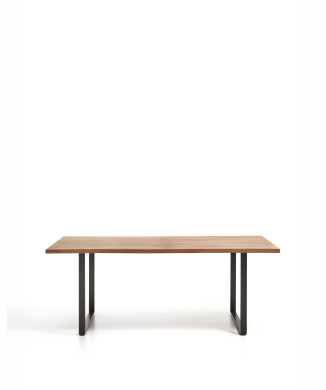 Table Uxue en bois d'acacia massif et pieds en acier noir 180 x 90 cm