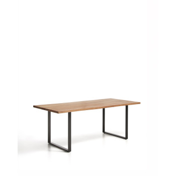 Table Uxue en bois d'acacia massif et pieds en acier noir 200 x 90 cm