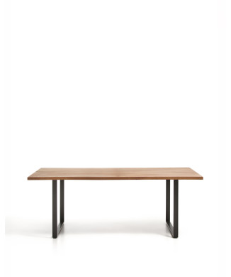 Table Uxue en bois d'acacia massif et pieds en acier noir 200 x 90 cm