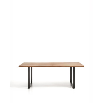 Table Uxue en bois d'acacia massif et pieds en acier noir 200 x 90 cm
