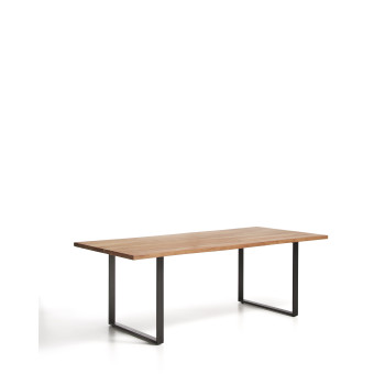 Table Uxue en bois d'acacia massif et pieds en acier noir 220 x 100 cm
