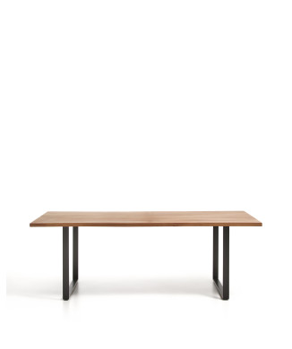 Table Uxue en bois d'acacia massif et pieds en acier noir 220 x 100 cm