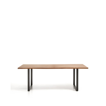 Table Uxue en bois d'acacia massif et pieds en acier noir 220 x 100 cm