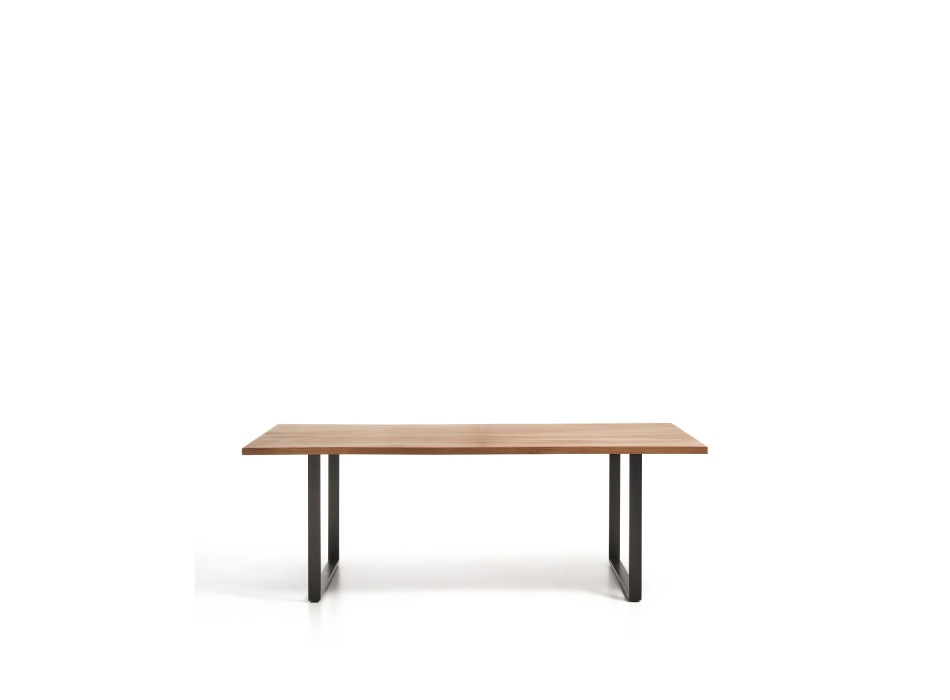 Table Uxue en bois d'acacia massif et pieds en acier noir 220 x 100 cm