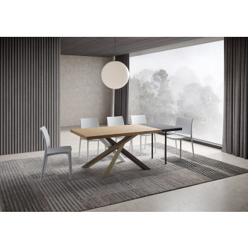 Pieds de table en bois massif écorcé Versalux 4/C - Table extensible 90x160/260 cm Pieds de table en chêne écorcé Versalux 4/C