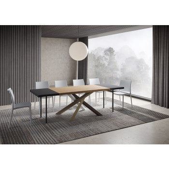 Pieds de table en bois massif écorcé Versalux 4/C - Table extensible 90x160/260 cm Pieds de table en chêne écorcé Versalux 4/C