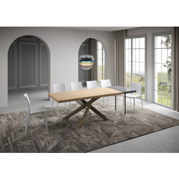 Pieds de table en bois massif écorcé Versalux 4/C - Table extensible 90x180/230 cm Pieds de table en chêne écorcé Versalux 4/C