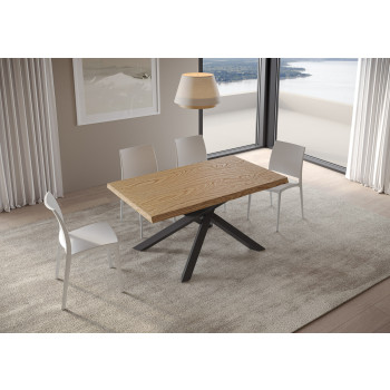 Table Versalux en chêne écorcé avec pieds anthracite - Table extensible 90x160/210 cm Versalux en chêne écorcé avec pieds anthracite