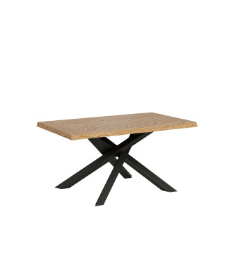 Table Versalux en chêne écorcé avec pieds anthracite - Table extensible 90x160/210 cm Versalux en chêne écorcé avec pieds anthracite