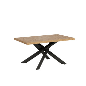 Table Versalux en chêne écorcé avec pieds anthracite - Table extensible 90x160/210 cm Versalux en chêne écorcé avec pieds anthracite