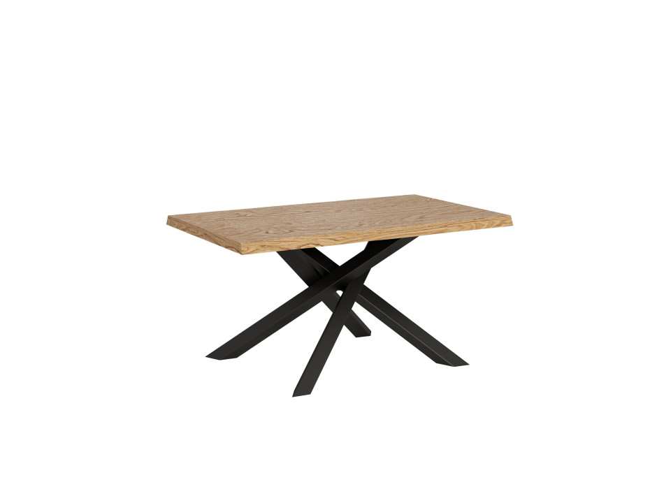 Table Versalux en chêne écorcé avec pieds anthracite - Table extensible 90x160/210 cm Versalux en chêne écorcé avec pieds anthracite